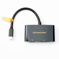 PRIMECABLES ® Thunderbolt 2 Mini Displayport to HDMI & VGA Adapter 4K30Hz- In Black