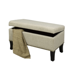 IFDC - Upholstered Bench With Storage, 32"x16"x18" Fabrics In Beige
