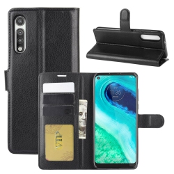 CSMART [Cs] Motorola Moto G Fast 2020 Case, Magnetic Leather Folio Wallet Flip Case Cover With Card Slot In Black