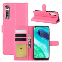 CSMART [Cs] Motorola Moto G Fast 2020 Case, Magnetic Leather Folio Wallet Flip Case Cover With Card Slot, Hot In Pink