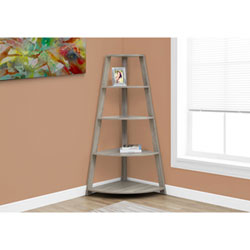 Monarch 60" 4-Shelf Corner Bookcase - Dark Taupe