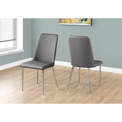 Retro Contemporary Faux Leather Dining Chair - Set of 2 - Grey