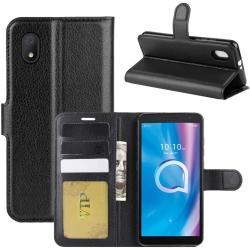 CSMART [Cs] Alcatel 1B 2020 2021 Case, Magnetic Leather Folio Wallet Flip Case Cover With Card Slot In Black