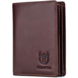 CLASSIER Bullcaptain Large Capacity Genuine Leather Bifold Wallet/credit Card Holder for Men With 15 Card Slots Qb-027 - In Brown