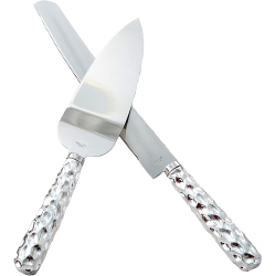 CLASSIER Hammered Dimple Stainless Steel Wedding Cake Knife And Server Set Reception New (Gray)