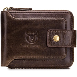 CLASSIER Bullcaptain Genuine Leather Rfid Wallet for Men Large Capacity Id Window Card Case With Zip Coin Pocket Qb-231 In Multicolor