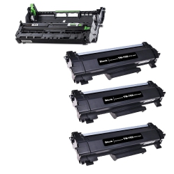 TONER4U - 4Pack Compatible (3Tn760+Dr730), (3Toner+ Drum Unit) Fit for Brother Tn-760, Dr-730, Dcp-L2550Dw, Hl-L2350Dw, Hl-L2370Dw, Hl-L2370Dwxl
