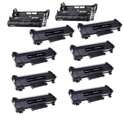 TONER4U - 10 Pack Compatible (8Tn760+2Dr730) (8Toner+2 Drum Unit) Fit for Brother Tn-760, Dr-730, Dcp-L2550Dw, Hl-L2350Dw, Hl-L2370Dw, Hl-L2370Dwxl