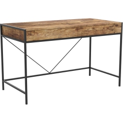 SAFDIE & CO. Computer Desk 49L Reclaimed Wood 2 Drawers Black Metal In Brown