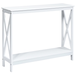 COSTWAY 2-Tier Console Table X-Design Bookshelf Sofa Side Accent Table W/shelf