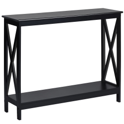 COSTWAY 2-Tier Console Table X-Design Bookshelf Sofa Side Accent Table W/shelf