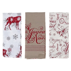 MAISON CONCEPTS Printed Joyeux Noel Cotton Kitchen Towel (Asstd)-Set Of 3