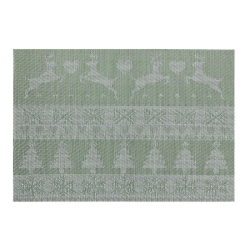 MAISON CONCEPTS Vinyl Placemat (Reindeer And Tree) (Green)-Set Of 12