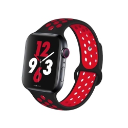 CSMART Sports Silicone Band Replacement Band Strap for Apple Watch Iwatch Series 1 to 10 Se Ultra, 38MM 40MM 41MM 42Mm(Series 10), Black In Red