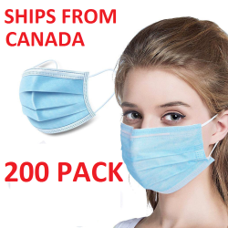 NO NAME 3-Ply Disposable Earloop Breathable Face Mask Protection - 200 - Pack - Ships From Canada