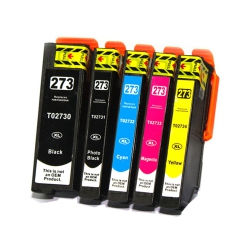 UNBRAND 5 Pack Compatible T273 Bk/pbk/c/m/y Ink Cartridges for Epson T273Xl Expression Premium Xp-610, Xp-810, Xp-600, Xp-800 Yield: Bk 500 Pbk/c/m/y