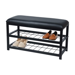 NOLA FURNITURE Metal Bench With Shoe Storage-Black