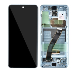 ESOURCE PARTS Replacement Lcd Display Touch Screen Digitizer Assembly With Frame for Samsung Galaxy S20 5G - Cloud (Refurbished) In Blue