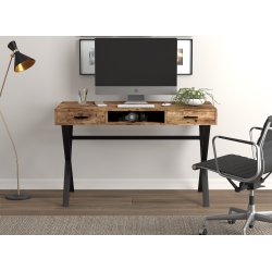SAFDIE & CO 47"l Reclaimed Wood Computer Desk With 2 Drawers, 1 Open Shelf And Black Metal In Brown