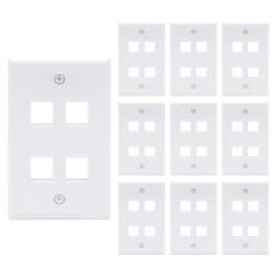AXGEAR 10 Packs Wall Plate 4 Port Unbreakable Toggle Outlet Cover In White