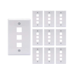 AXGEAR 10 Packs Wall Plate 3 Port Unbreakable Toggle Outlet Cover In White