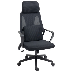 VINSETTO Ergonomic Office Chair With Massage Lumbar Support, Mesh High Back Computer Chair With Headrest, Rocking Function for Adults In Black