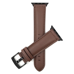 BANDINI Extra Long (Xl) Leather Watch Strap for Apple Watch Band 42MM (Series 11/10) /41MM / 40MM / 38Mm, Series 11 10 9 8 7 6 5 Se / Black Hardware