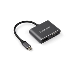 STARTECH USB C Multiport Video Adapter - USB-C to 4K 60Hz Displayport 1.2 Hbr2 HDr Or 1080P VGA Monitor Adapter - USB