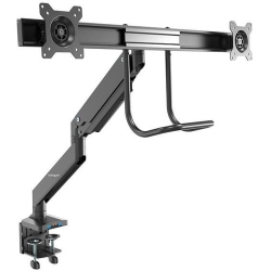 STARTECH Desk Mount Dual Monitor Arm \w USB & Audio - Slim Full Motion Adjustable Dual Monitor Vesa Mount for Up to 32" Displays - Ergonomic