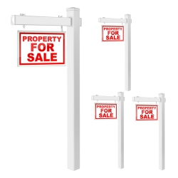 GYMAX 4 PCs 6' Upvc Real Estate Sign Post Open House Yard Home for Sale W/stake In White