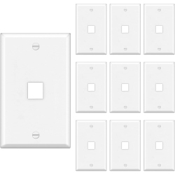BESTTEN [10 Pack] 1-Port Keystone Wall Plate, for Keystone Jack And Modular Inserts, Unbreakable Polycarbonate, Cul