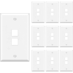 BESTTEN [10 Pack] 2-Port Keystone Wall Plate, for Keystone Jack And Modular Inserts, Unbreakable Polycarbonate, Cul