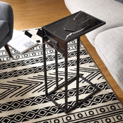 LOFT LYFE Megan C Table/ End Table/ Side Table/ Laptop Stand, Black/black