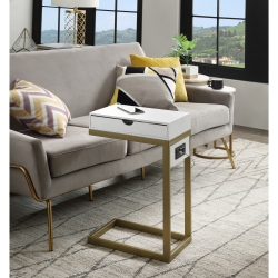 LOFT LYFE Selena C Table/ End Table/ Side Table/ Laptop Stand, White/gold