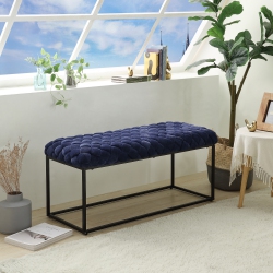 LOFT LYFE Evelynn Velvet Bench In Navy