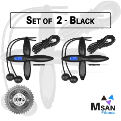MSAN SOLUTIONS INC. Two Msan Fitness Electronic Cordless (& Corded) Skipping Ropes With Fitness Trackers - (Set Of 2). In Black