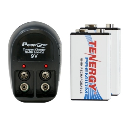 TENERGY V-228 Two Bay Charger + 2 X 9 Volt Premium Nimh Batteries (250 Mah)