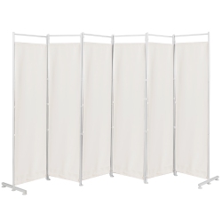 COSTWAY 6-Panel Room Divider Folding Privacy Screen W/steel Frame Decoration In White