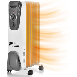 GYMAX 1500W Oil Filled Radiator Heater Portable Space Heater W/ 3 Heat Settings