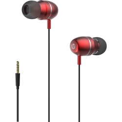 HP - In-Ear Stereo Headphones With Volume Control And Microphone In Red