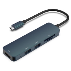 HP - USB A 3.1 Male to USB A Female 3.0 Adapter, HDMI Female 4K, With Sd / Tf Card Reader In Black