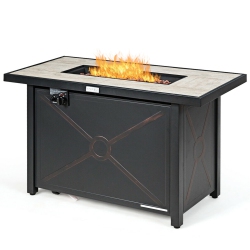 GYMAX 42" Rectangular Propane Gas Fire Pit 60, 000 Btu Heater Outdoor Table W/ Cover