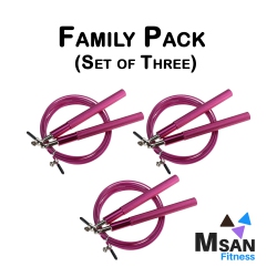 MSAN SOLUTIONS INC. Three Msan Fitness Premium Skipping Ropes \w Aluminum Alloy Handles, Adjustable 3M Cable, Ultra-Smooth Ball Bearings & Anti Slip
