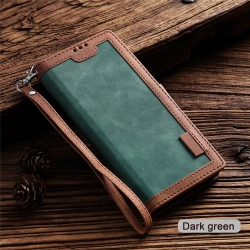 LEDEX Luxury Retro Leather Magnetic Wallet Case Card Holder Stand Phone Cover Coque for Samsung Note 20 (Green)