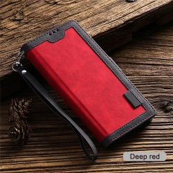 LEDEX Luxury Retro Leather Magnetic Wallet Case Card Holder Stand Phone Cover Coque for Samsung S20 (Red)