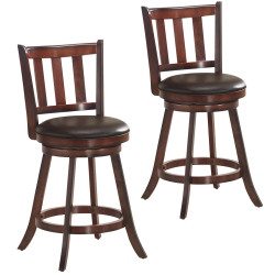 COSTWAY Set Of 2 25" Swivel Bar Stool Leather Padded Dining Kitchen Pub Bistro Chair