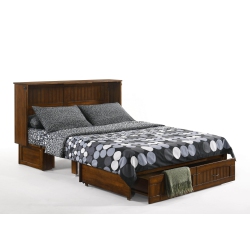 NIGHT AND DAY Alpine Murphy Cabinet Bed With Queen Gel Memory Foam Mattress - Heritage In Brown