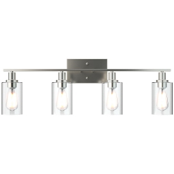 COSTWAY 4-Light Wall Sconce Modern Bathroom Vanity Light Fixtures W/ Clear Glass Shades