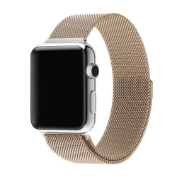 PANDACO Champagne Milan Magnetic Clasp Watch Strap for Apple Watch 38MM / 40MM / 41MM / 42MM (10Th Gen) In Gold