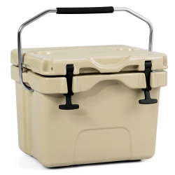 COSTWAY 16 Quart Cooler Portable Ice Chest Leak-Proof 24 Cans Ice Box for Camping Khaki